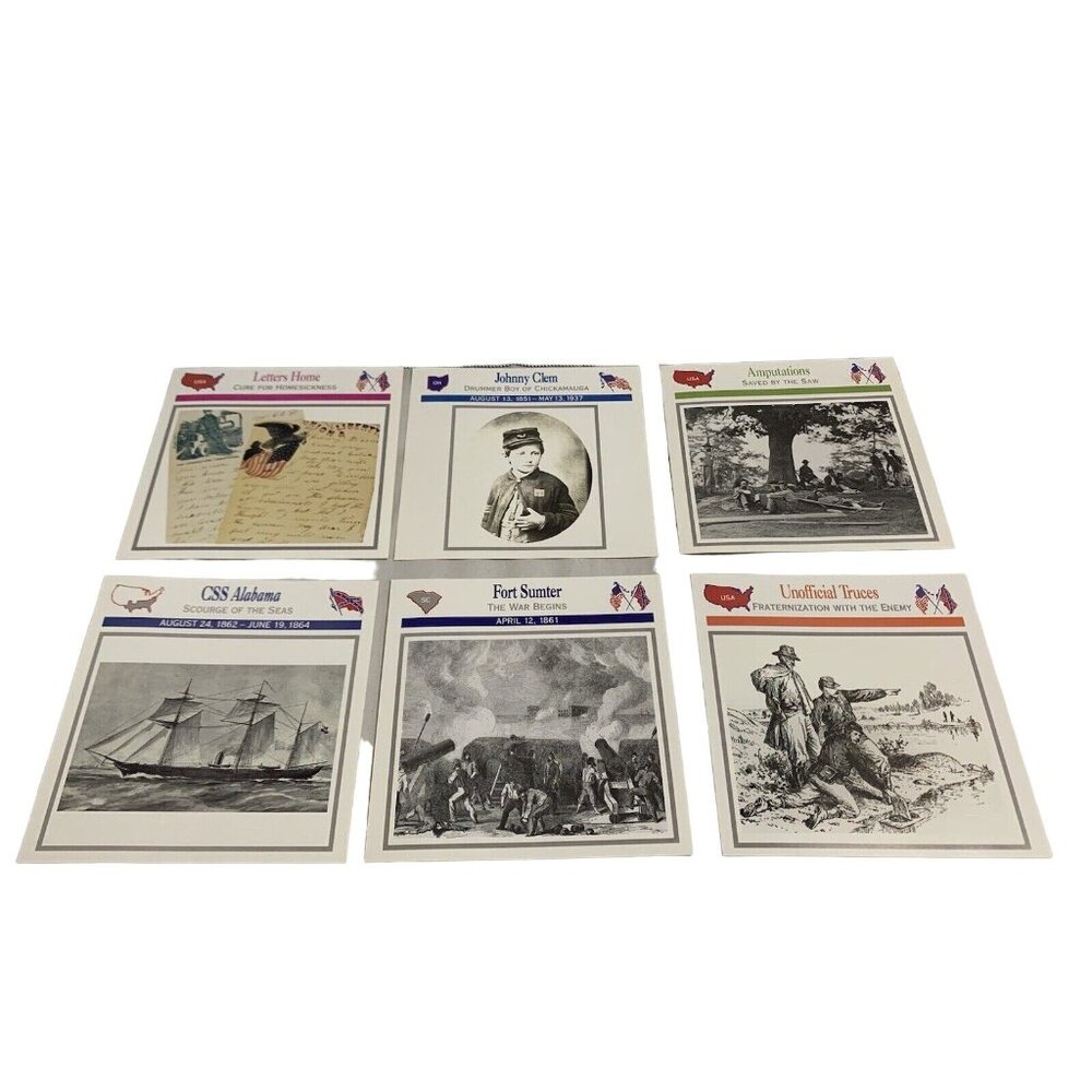 Civil War History Card Lot Gettysburg Fort Sumter Robert E Lee CSS Hunley Set
